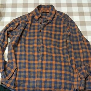 Robert Barakett Blue and Orange Plaid Shirt